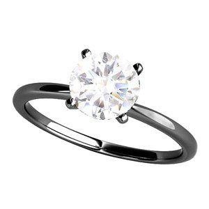 1 Carat  Moissanite Diamond, Solitaire Engagement Ring,14k Gold black rhodium